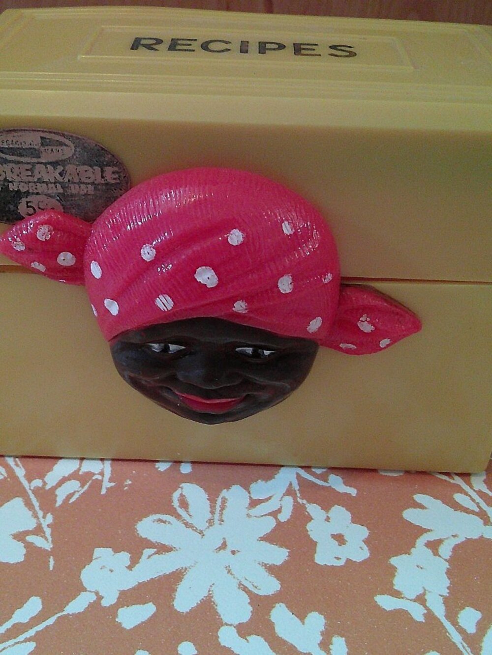 VTG Black Americana Yellow Recipe Box & Porcelain Aunt Jemima Thimble - Picture 11 of 14